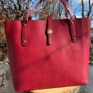 Berry red leather Jessica Moore Luxe Handbag